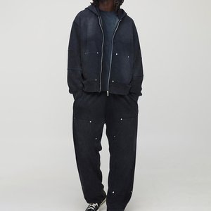 Survêtement imprimé à capuche délavé à l'acide, design personnalisé avec pierres, streetwear homme très demandé, respirant pour l'hiver, 2-en-1, vente en gros tendance - Product Image 3