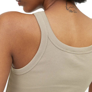 Meilleure vente femmes café marron couleur côtelé sans manches O cou haut d'été à vendre femmes gilets décontractés - Product Image 5