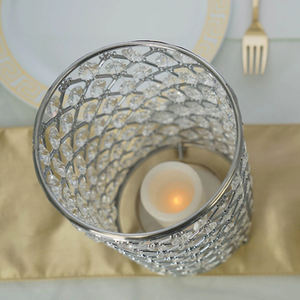 Ensemble élégant de 2 bougeoirs ronds en cristal Accents perlés argentés Parfait pour les bocaux à bougies de décoration intérieure et extérieure - Product Image 6