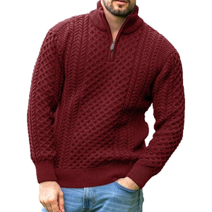 Pull-over d'hiver essentiel pour homme, personnalisé OEM/OD, à manches longues, en maille géométrique unie, fourrure, séchage rapide, respirant, anti-boulochage - Product Image 3