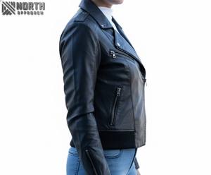 Veste en cuir véritable pour femmes et filles 100% Veste en cuir véritable pour femmes Veste en cuir personnalisée pour dames Vente en gros coupe ajustée - Product Image 5