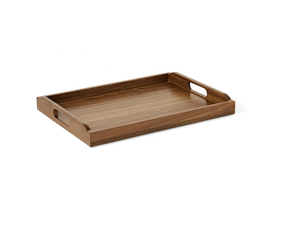 Plateau de service rectangulaire en bois Divris DR-820 avec poignée, finition polie, pour usage résidentiel, sans danger pour les aliments - Product Image 1