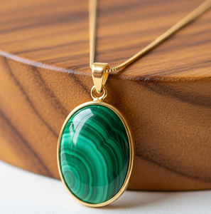 Top Grade 925 Sterling Silver Chain Lunette Réglage Bohème Naturel Malachite Forme Ronde Pendentif Guérison Cristal Mode Cadeau - Product Image 2