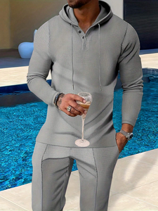 Latest Design Sport <b>Plus</b> <b>Size</b> Casual Solid 2-Piece Men's 100% Cotton Fleece Tracksuit Sets High Quality Custom Print Logo - Product Image 6