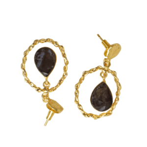 ต่างหูทองเหลืองพรีเมียม ชุบทอง 18K ประดับควอตซ์สโมคกี้ ดีไซน์เรขาคณิต ชุบโรเดียม ป้องกันการแพ้ เหมาะสำหรับทุกเพศ ใช้ในงานแต่งงานได้อย่างปลอดภัย - Product Image 3