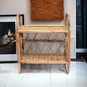 2-Tier Bamboo <b>Corner</b> Rack Decorative Spacious <b>Shelf</b> for Home Furniture for Living Room Bedroom or Garden - Product Image 1