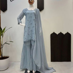 FANCY REAL ESPEJO TRABAJO TOP Y SHARARA CON DUPATTA - Product Image 1