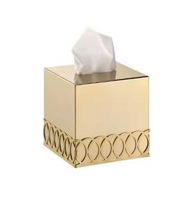 Caja de pañuelos de boda de oro de lujo, dispensador de servilletas de Metal de estaño de alta calidad personalizado, colgante de almacenamiento cuadrado, accesorio elegante y caro - Product Image 1