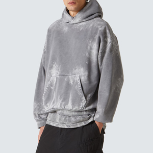 เสื้อฮู้ดดี้สีเทาสำหรับผู้ชายปี 2025 ขายส่งออนไลน์ ปรับแต่งได้ ปักลายได้ ทรงปกติ สไตล์ลำลอง สตรีทแวร์ ลวดลายเรียบๆ มีฮู้ด - Product Image 6