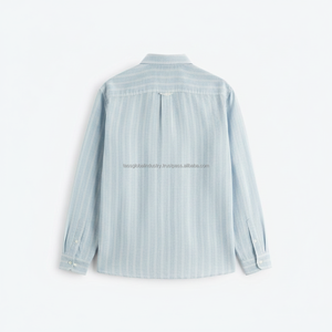 Camisa a Rayas de Manga Larga Informal Personalizada para Hombre, Camisas Oxford con Botones de Aspecto de Lino y Algodón para Hombre, Tops de Moda - Product Image 2