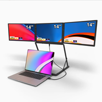 Moniteur triple écran TriCreate Lite 14 pouces, extension d'écran quadruple, connexion IPS Type-C, support pliable pour ordinateur portable, pliable