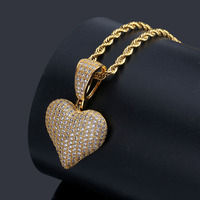 Collier pendentif motif pique de jeu de cartes avec micro-pavé de zircone cubique, bijoux en gros pour les collections streetwear et de mode