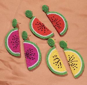 Pendientes de cuentas con forma de rodaja de limón amarillo extragrande, pendientes colgantes de fruta semicircular, joyería tropical de verano para mujer - Product Image 2