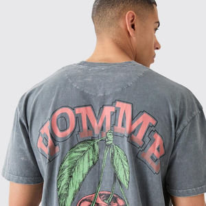 250 GSM Heavyweight 100% Cotton Acid Wash Vintage Solid T-<b>Shirts</b> for <b>Men</b> Custom <b>Silk</b> Screen Print Logo Oversized Anti-Wrinkle - Product Image 3