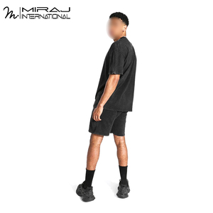 Black Color Good Quality In Different Design New Arrival Product Outer Wear <b>Men</b> Acid Wash <b>Short</b> Sets - Product Image 3