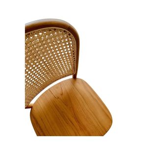 Silla de Comedor de Madera Maciza de Teca y Ratán, Diseño Moderno y Minimalista, para Comedores, Hoteles y Restaurantes - Product Image 3