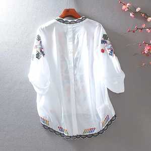 เสื้อเบลาส์สำหรับสาวออฟฟิศปักลายโบฮีเมียนสำหรับชายหาดแขนยาวสำหรับ2022 - Product Image 3