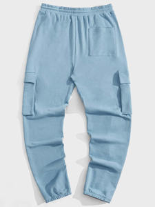 กางเกงขายาวผู้ชายสีพื้น ผ้าฝ้าย 100% เนื้อหนา เอวยางยืด มีเชือกผูก กระเป๋า มีเชือกผูกเอว สไตล์ลำลอง - Product Image 6