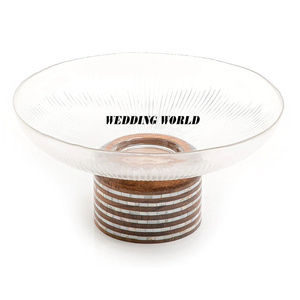 Bol à chocolat en verre avec base en bois, forme ronde, design luxueux, nouveau, vente en gros, bol à chocolat fantaisie - Product Image 2