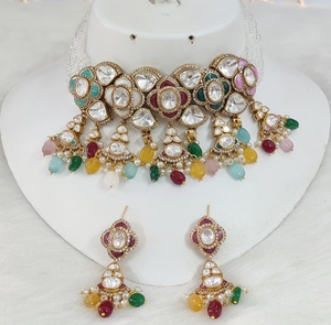 Conjunto de Gargantilla italiana Meenakari Moissanite para mujer, Gargantilla tradicional india de lujo, conjunto de collar perfecto para bodas, festivales - Product Image 5