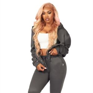 Vêtements de sport personnalisés pour femmes survêtements de yoga pantalons évasés vêtements pour femmes ensemble de vêtements de sport en coton survêtement deux pièces grande taille pour femmes - Product Image 1