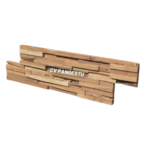 Panel de Pared de Madera de Teca Reciclada, Diseño 3D Natural Moderno, Hecho a Mano, Acústico, con Patrón Geométrico Decorativo para Sala de Estar - Product Image 1