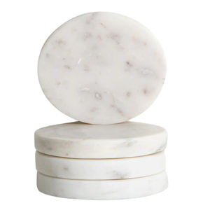 Vente chaude carrée ronde en bois d'acacia et sous-verres en marbre blanc, sous-verres en marbre et en bois pour boissons design tendance à la mode - Product Image 2