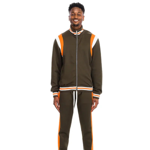 Nouveaux survêtements à rayures latérales personnalisés pour hommes, sweat-shirt à fermeture éclair et pantalon de survêtement empilé, ensemble de survêtement unisexe - Product Image 2