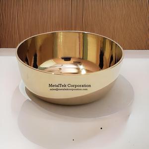 Bol à chocolat rond décoratif de luxe en acier inoxydable plaqué or poli Vente en gros Bol de service à salade à bas prix Design moderne - Product Image 3