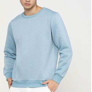 Sweat-shirt en molleton unisexe en coton vierge en gros, logo imprimé personnalisé, basiques en coton mélangé, sweat-shirt uni personnalisé à col rond pour hommes - Product Image 4