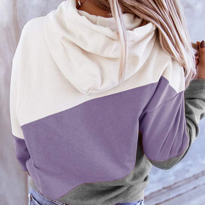 <b>Women's</b> Street Color Blocking Spliced Knitted Hoodies Clothes Gym Fitness Hoodies for <b>Woman</b> Custom Printing Hoodies - Product Image 3