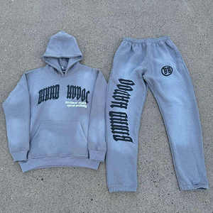 Custom Design <b>Y2K</b> Velvet Set Jogger Sweatsuit Distressed Embroidery Acid Washed Wholesale Women's Retro Streetwear <b>Tracksuit</b> - Product Image 1