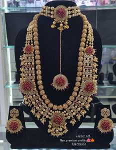 ENSEMBLE DE BIJOUX INDIENS TRADITIONNELS ET À LA MODE EN CUIVRE ENSEMBLE DE BIJOUX DE MARIAGE POUR FEMMES BOUCLES D'OREILLES ET COLLIER - Product Image 3