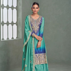 Chinon Silk And Work <b>Designer</b> Salwar Suits Full <b>Catalog</b> available at wholesale rate, premium collection at wholesale price. - Product Image 1