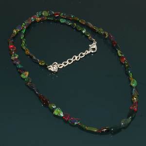 Collier en argent sterling avec perles de pierre d'opale noire éthiopienne naturelle, bijoux en opale noire véritable, fait à la main, pour enfants - Product Image 5