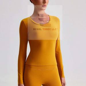 Hauts de blouse médicale en tricot respirant à manches longues, col rond, ajustés, unisexes, pour l'hôpital - Product Image 4