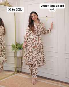 Verano algodón A-line trabajo Kurti pantalón conjunto largo Co ord conjunto muy cómodo India fabricante al por mayor Kurtis para mujeres en la India - Product Image 1