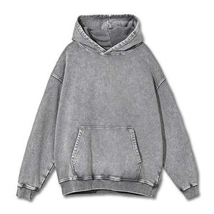 Sweat à capuche surdimensionné en coton délavé à l'acide pour hommes pull vintage lourd sweats à capuche personnalisés Streetwear tissage tricoté - Product Image 5