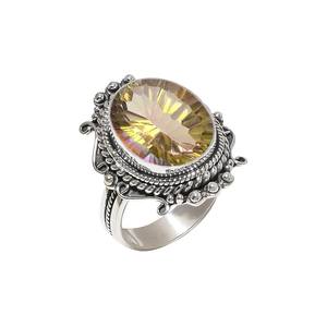 Anillo de Topacio Místico Arcoíris Dorado, Plata de Ley 925, Ajustable, Joyería de Piedras Preciosas, Regalo Hecho a Mano de Lujo - Product Image 5