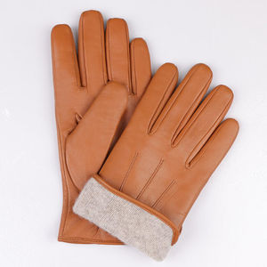 Gants tendance en cuir avec logo personnalisé Produit respirant à coutures hautes Gants mode en cuir ultra doux au toucher pour hommes OEM - Product Image 2