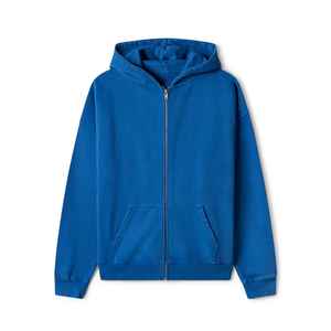 เสื้อฮู้ดซิปผ้าฟลีซเนื้อเรียบ 100% ผ้าฝ้าย สำหรับฤดูหนาว ปักลาย คุณภาพสูง 360 กรัม พิมพ์ลายสกรีน สีน้ำเงินรอยัล รับสั่งทำตามแบบ MOQ ต่ำ - Product Image 6