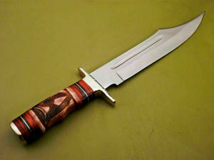LAME EN ACIER D2 LAME FABRIQUÉE À LA MAIN AVEC OS ET PAKKA POIGNÉE D'ENTRETOISE EN BOIS COUTEAU DE CHASSE BOWIE AVEC GAINE EN CUIR par Knives Maker - Product Image 3
