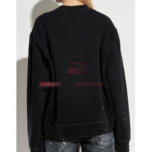 Sudadera de invierno para mujer con precio al por mayor y logotipo personalizado, estilo holgado más vendido con diseño de diamantes de imitación en la parte delantera - Product Image 4