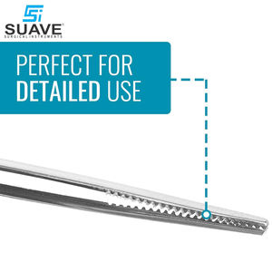 Pince à tissu en acier inoxydable dentelée de 5.5 pouces de long pince à épiler chirurgicale et pince à pansement par SUAVE SURGICAL INSTRUMENTS - Product Image 6