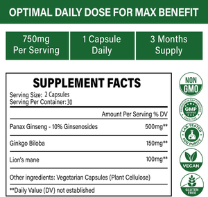 Экстракт Львиной грины GMO Ginkgo Biloba, семена корейского женьшеня <span class=keywords><strong>Panax</strong></span>, Капсулы женьшеня для концентрации и выносливости - Product Image 2