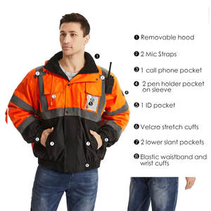 Vestes de sécurité pour hommes avec capuche et manches amovibles, doublure en polaire, conçues pour la construction et les activités de plein air - Product Image 3