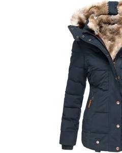 Chaqueta de Invierno para Mujer, Color Azul Marino Oscuro, con Capucha de Piel, Gruesa, Abrigada, Forrada de Felpa, Diseño Impermeable y Cortavientos, para Uso Casual al Aire Libre - Product Image 3