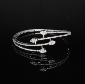 Modern 14K Yellow <b>Gold</b> 2.12CTW Diamond Bracelet Natural Brilliant Cut Diamonds Rhodium <b>Plated</b> Symmetrical Flowing <b>Bangles</b> - Product Image 1