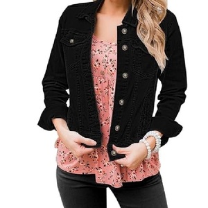 Custom <b>Quilted</b> Denim Jackets for Women Breathable Woven Long Clothing with Embroidered Logo Directly Exported From BD - Product Image 2