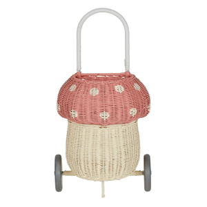 Vagón de ratán Rosa redondo de estilo bohemio superbonito para niños, carro de muñeca ecológico, OEM, Color personalizado, Vietnam - Product Image 3